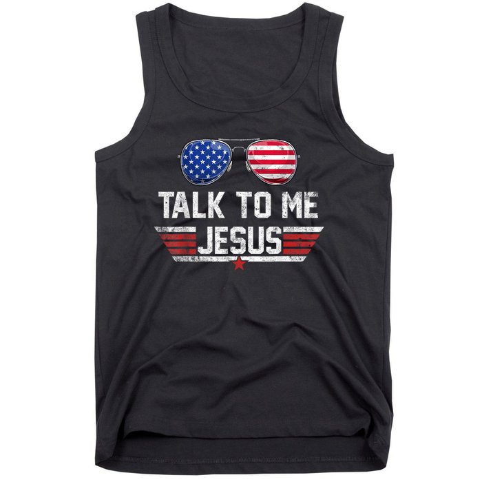 Talk To Me Jesus Glasses US Flag Tank Top