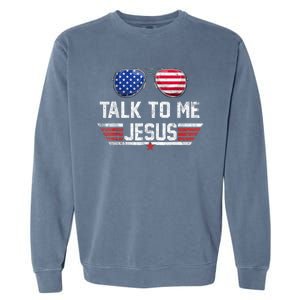 Talk To Me Jesus Glasses US Flag Garment-Dyed Sweatshirt