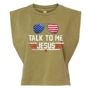 Talk To Me Jesus Glasses US Flag Garment-Dyed Women's Muscle Tee