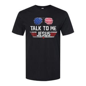 Talk To Me Jesus Glasses US Flag Softstyle CVC T-Shirt