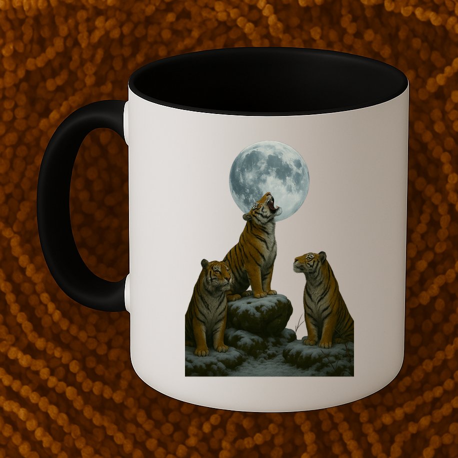 Three Tigers Moon Mug