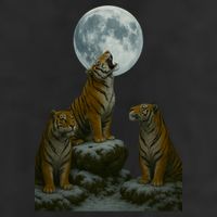 Three Tigers Moon Golf Towel