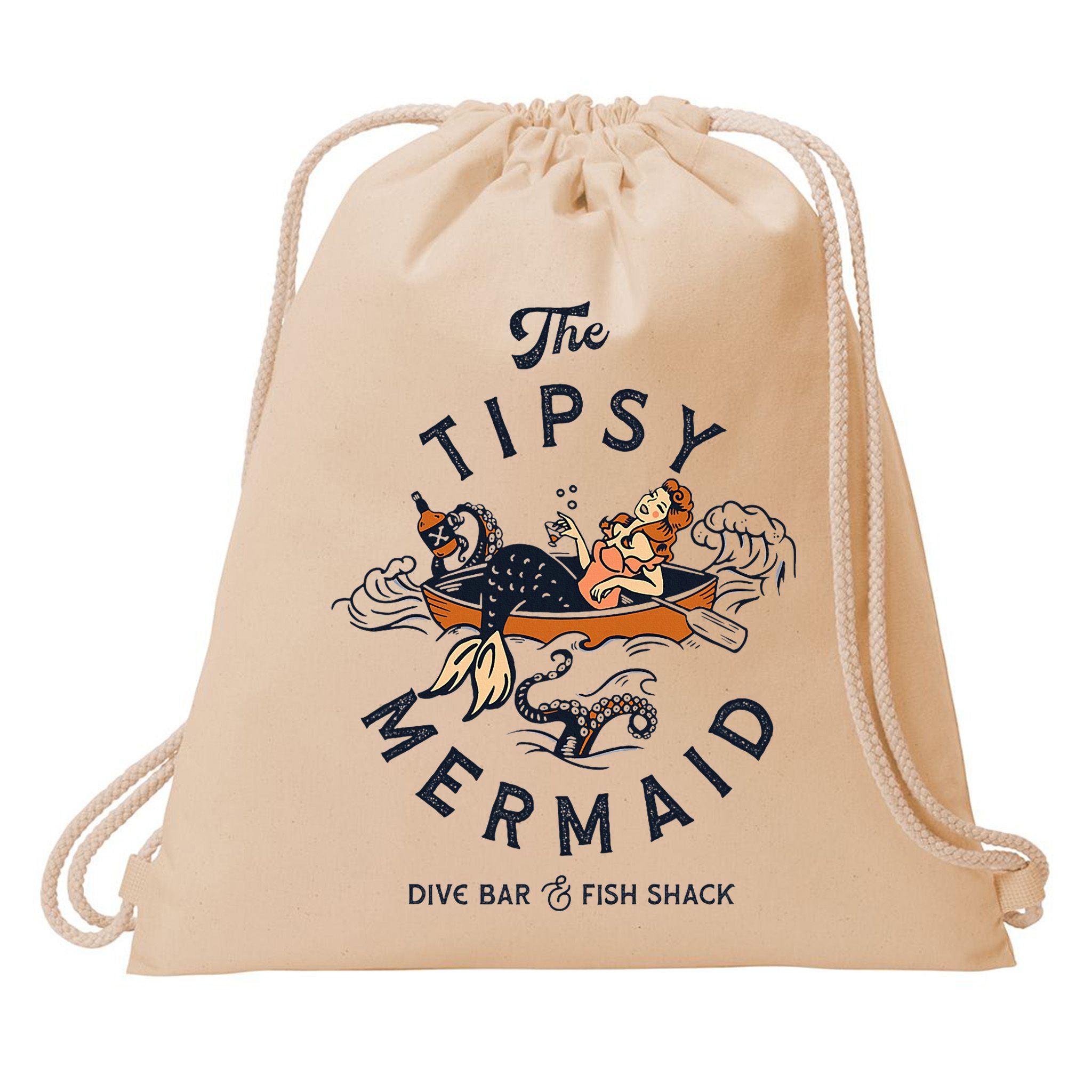 The Tipsy Mermaid Dive Bar & Fish Shack Drawstring Bag