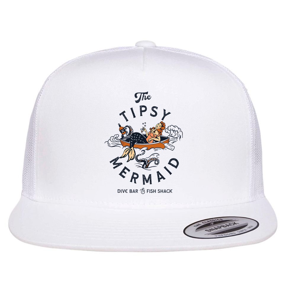 The Tipsy Mermaid Dive Bar & Fish Shack Flat Bill Trucker Hat