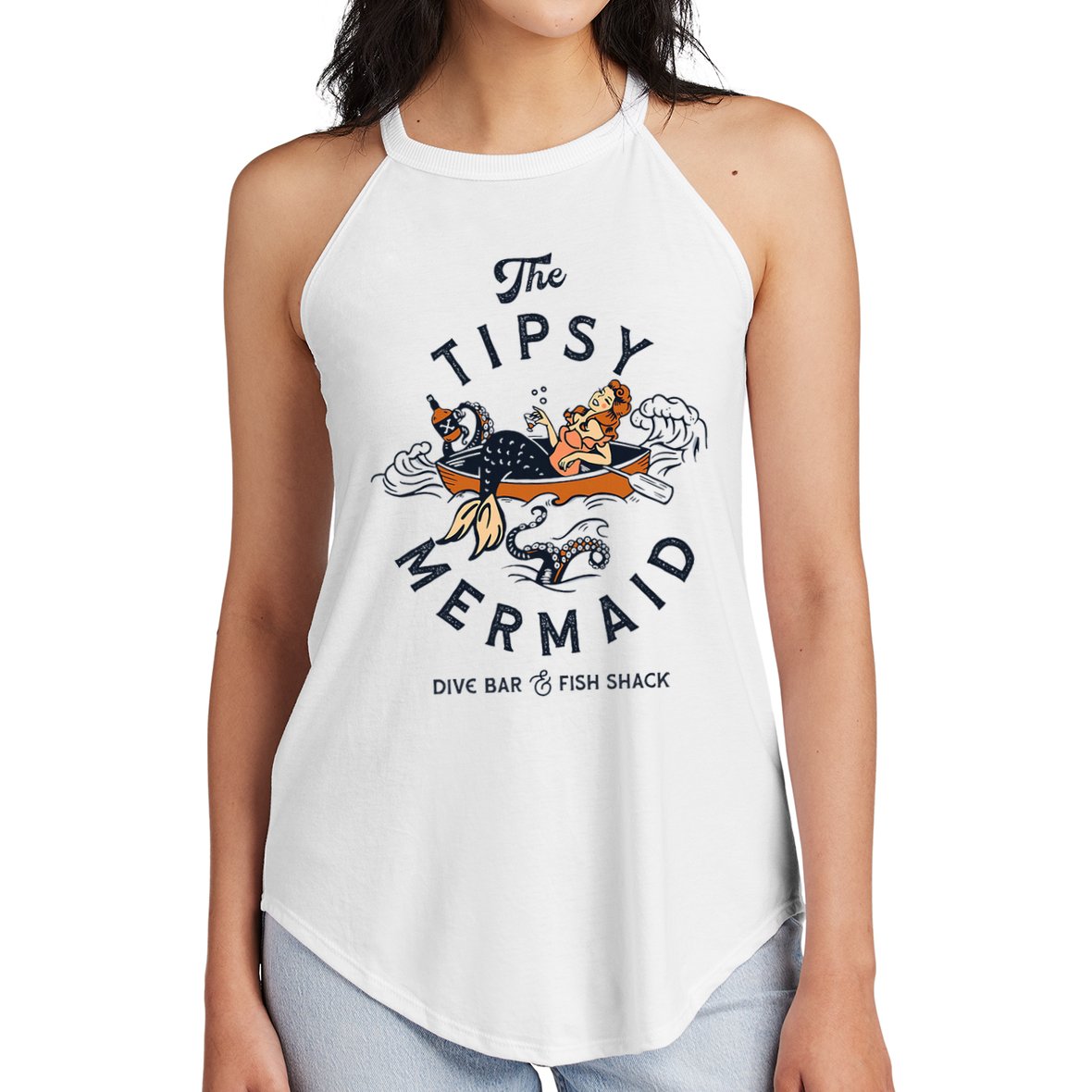 The Tipsy Mermaid Dive Bar & Fish Shack Women's Perfect Tri Rocker Tank