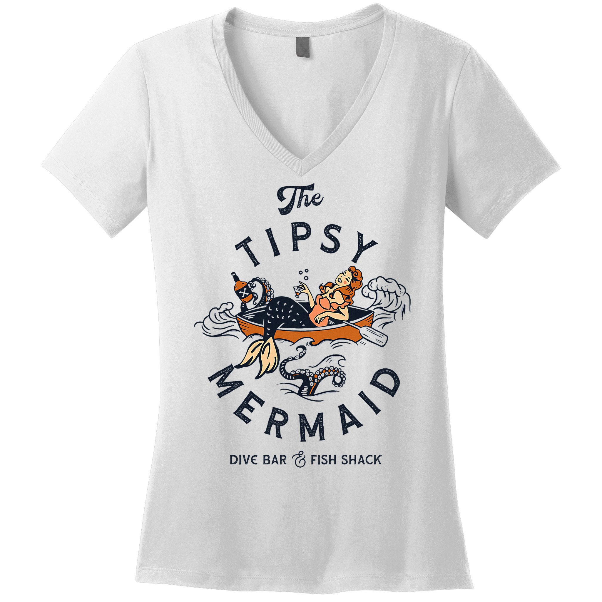 The Tipsy Mermaid Dive Bar & Fish Shack Women's V-Neck T-Shirt