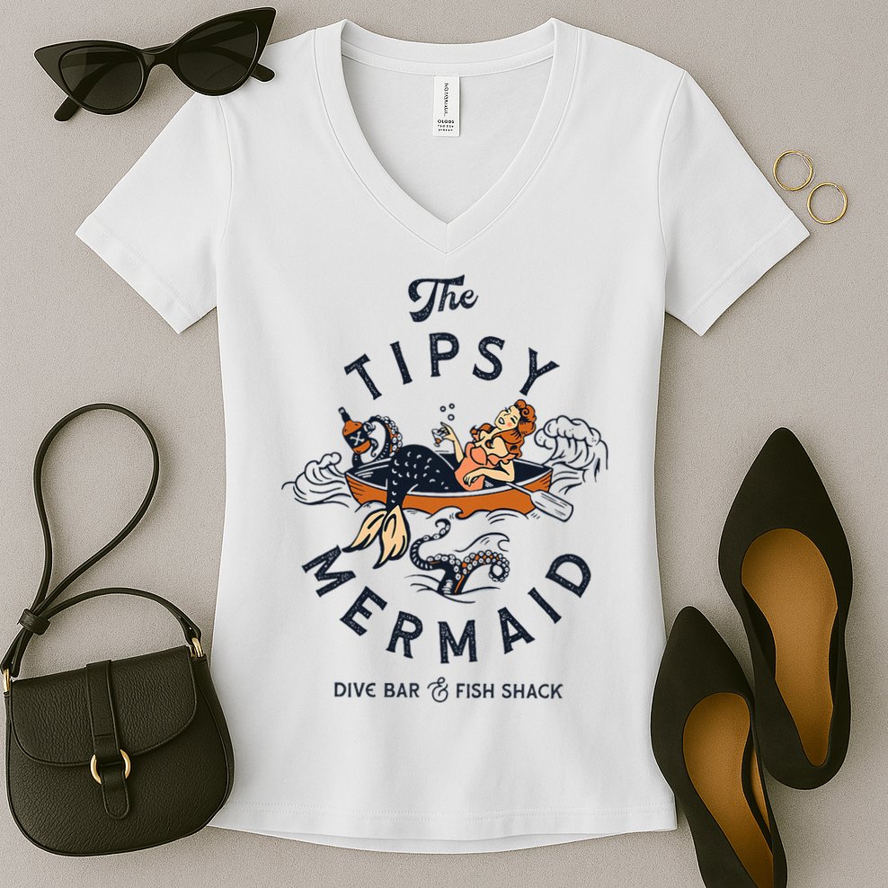 The Tipsy Mermaid Dive Bar & Fish Shack Women's V-Neck T-Shirt