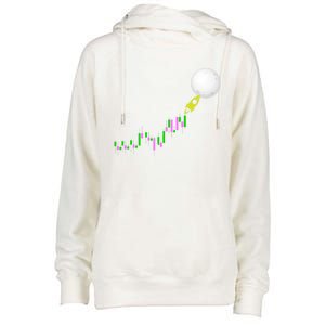 To The Moon Uptrend Trader Funny Gift Womens Funnel Neck Pullover Hood