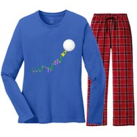 To The Moon Uptrend Trader Funny Gift Women's Long Sleeve Flannel Pajama Set 