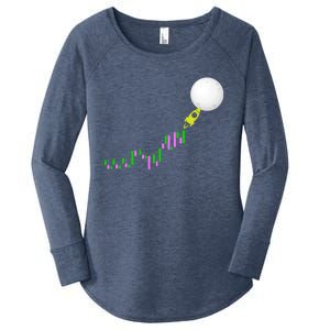 To The Moon Uptrend Trader Funny Gift Women's Perfect Tri Tunic Long Sleeve Shirt