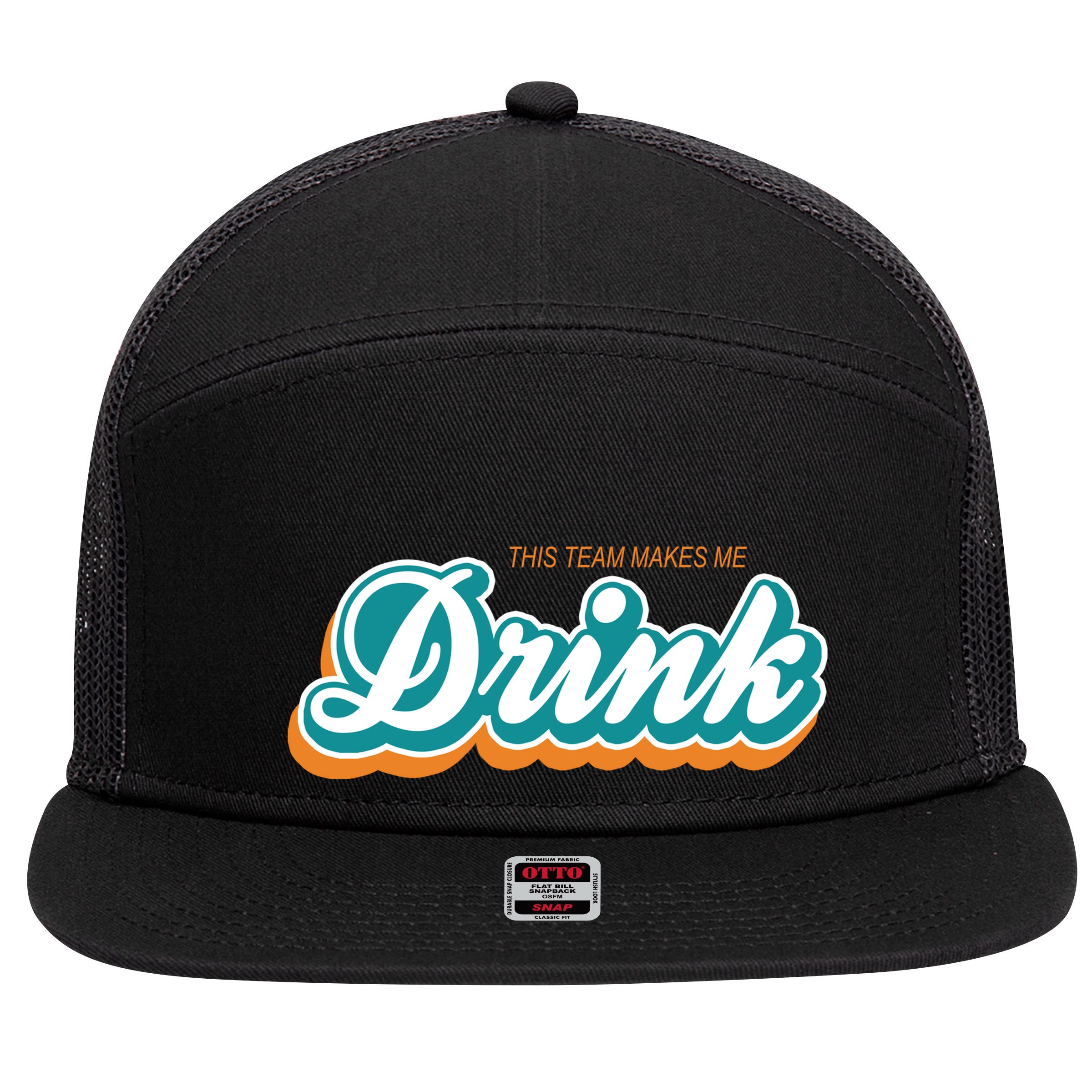 This Team Make Me Drink Miami Football 7 Panel Mesh Trucker Snapback Hat