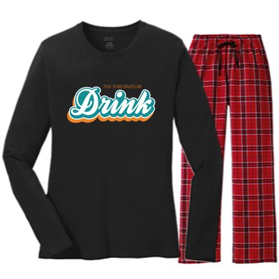 This Team Make Me Drink Miami Football Women's Long Sleeve Flannel Pajama Set 