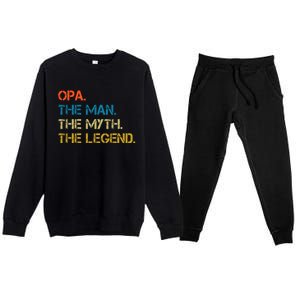 The The Myth The Legend Gift Opa Dad Premium Crewneck Sweatsuit Set