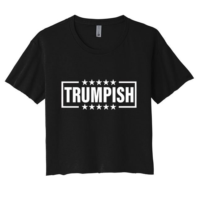 TRUMPISH Trump Mug Shot Hope Never Surrender Flag American Crop Top
