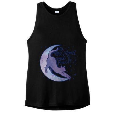 To The Moon And Back Witch Moon Kitten Cats Gift Ladies PosiCharge Tri-Blend Wicking Tank
