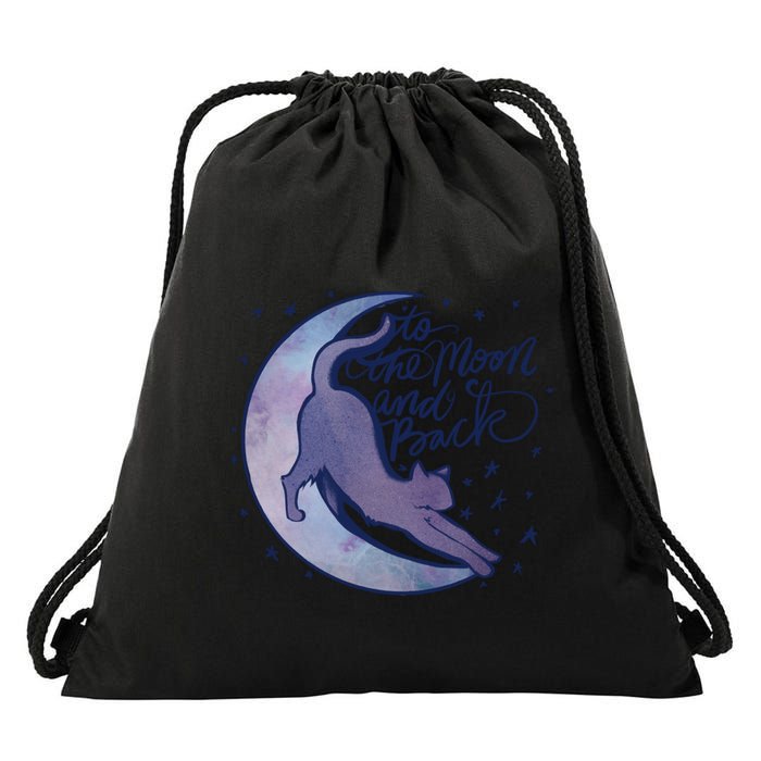 To The Moon And Back Witch Moon Kitten Cats Gift Drawstring Bag