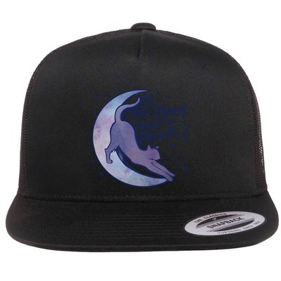 To The Moon And Back Witch Moon Kitten Cats Gift Flatbill Hat