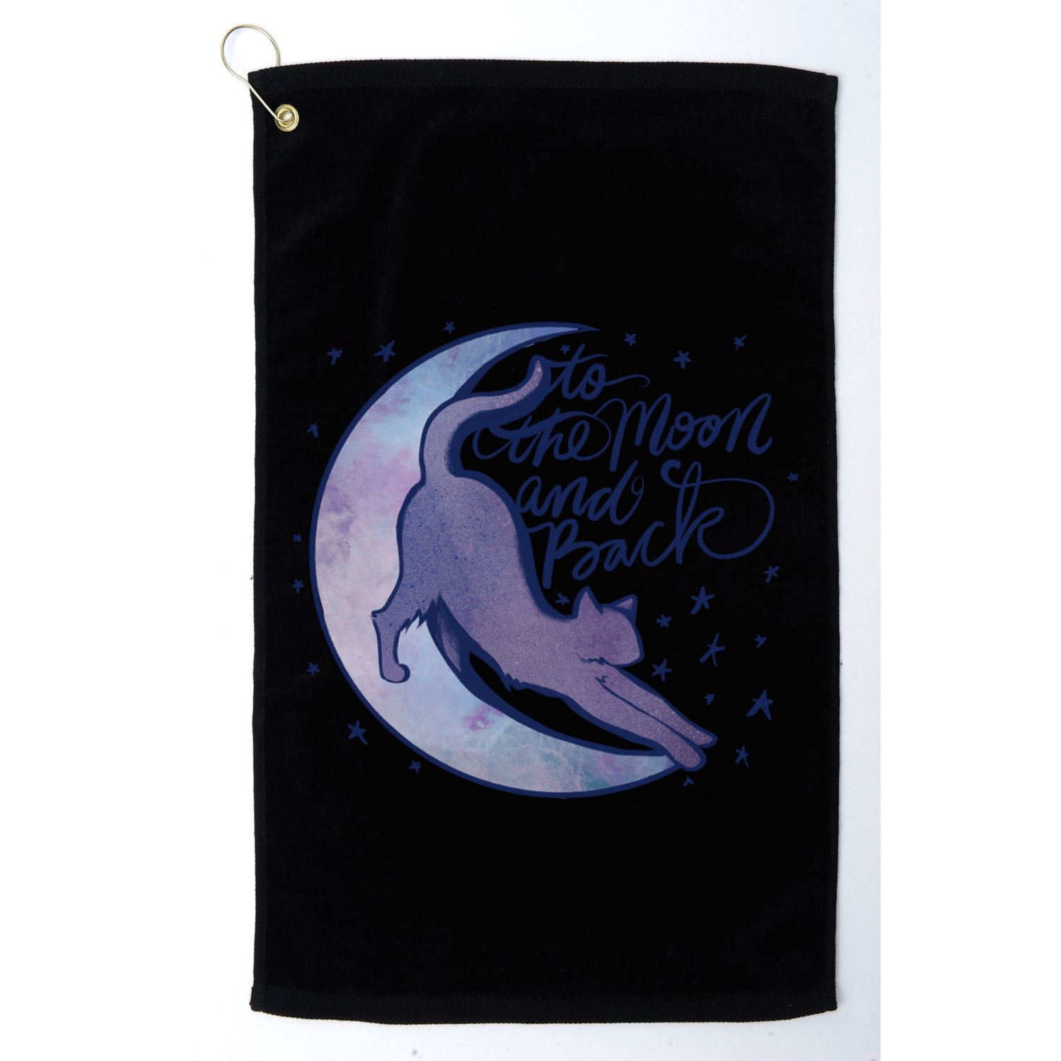 To The Moon And Back Witch Moon Kitten Cats Gift Golf Towel