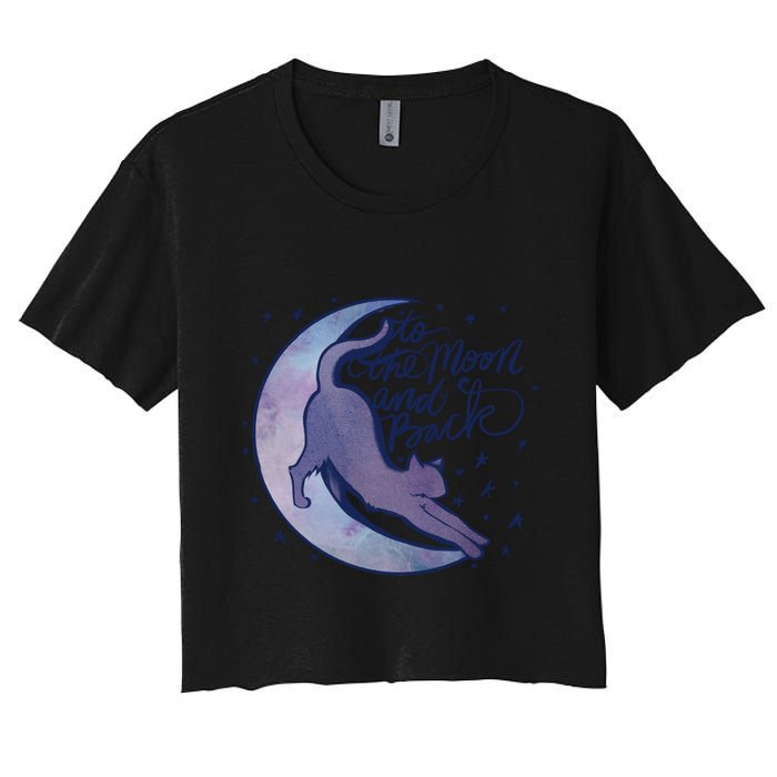 To The Moon And Back Witch Moon Kitten Cats Gift Women's Crop Top Tee