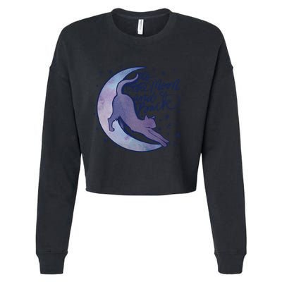 To The Moon And Back Witch Moon Kitten Cats Gift Cropped Pullover Crew
