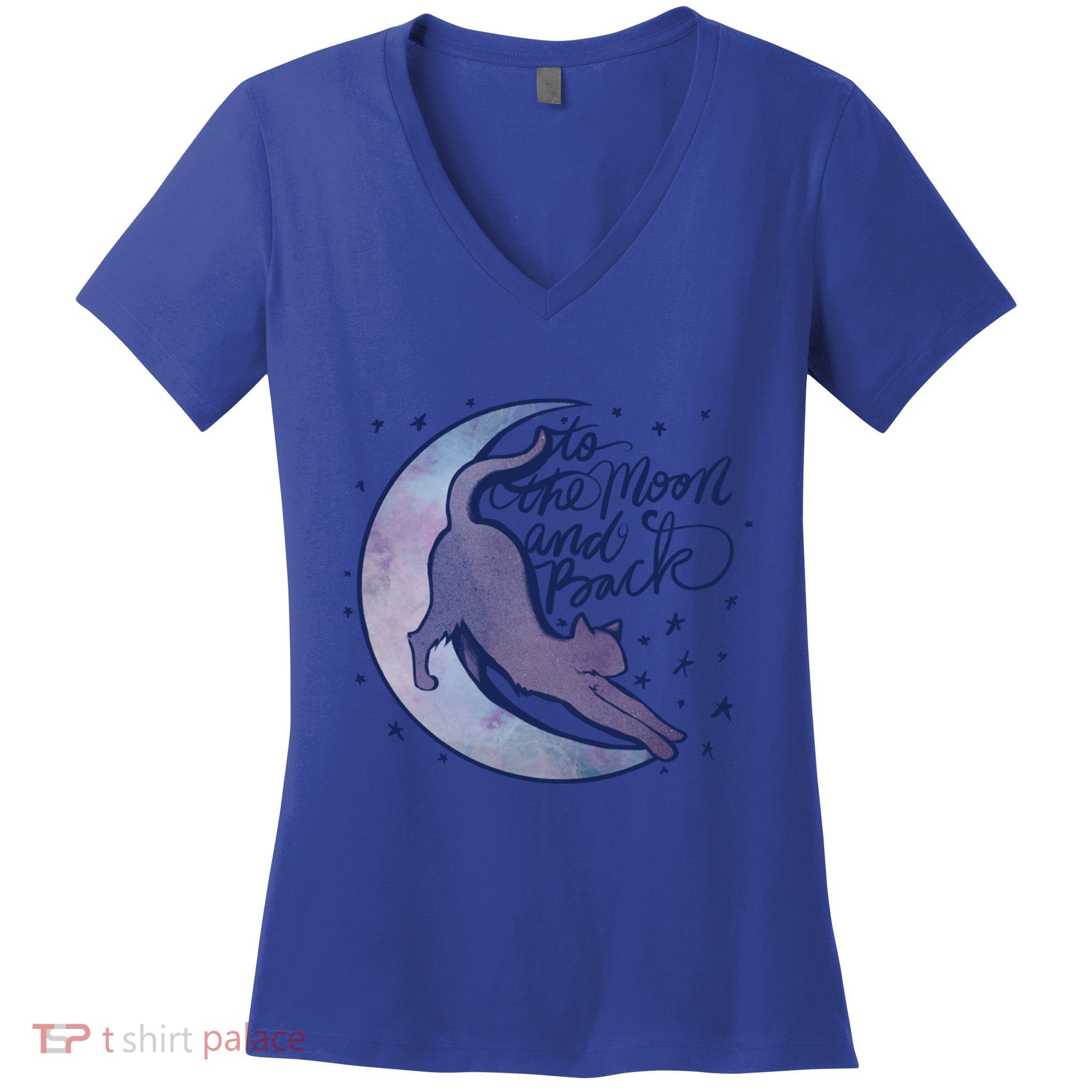 To The Moon And Back Witch Moon Kitten Cats Gift Women's V-Neck T-Shirt