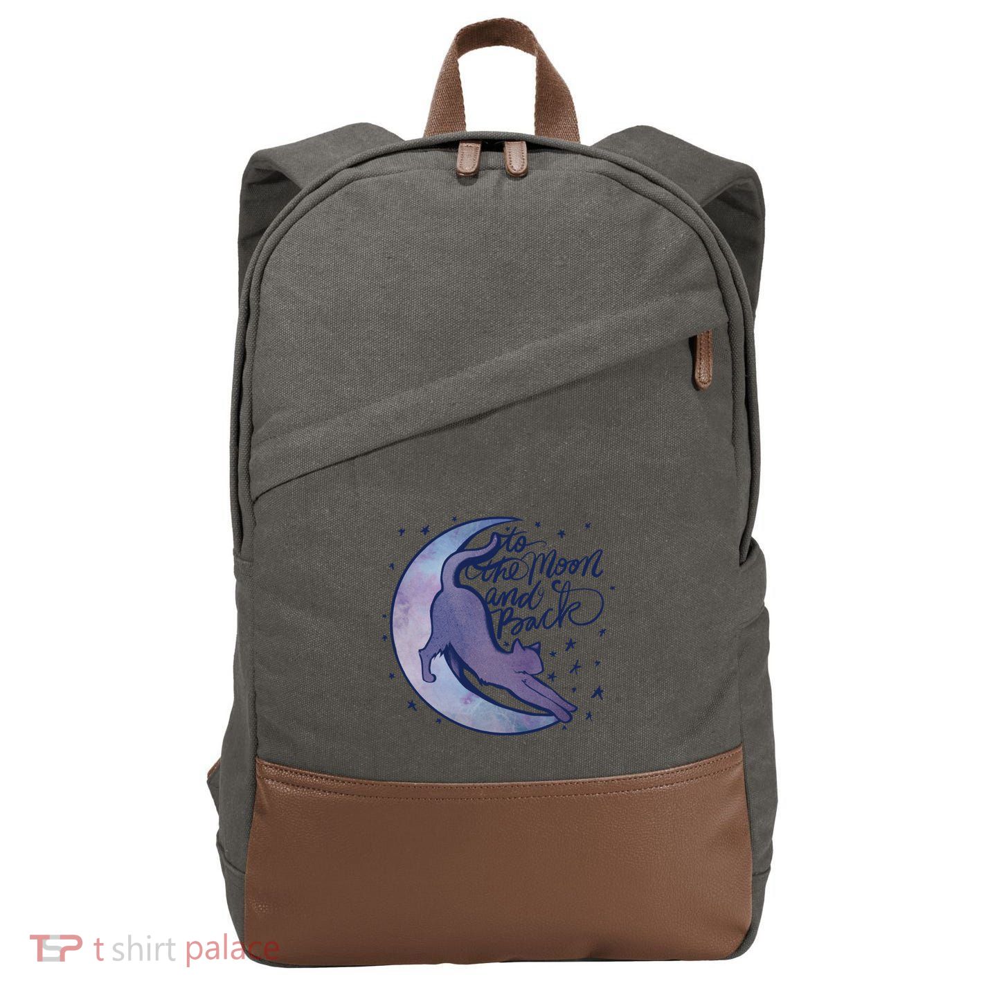 To The Moon And Back Witch Moon Kitten Cats Gift Cotton Canvas Backpack