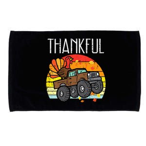 Thankful Turkey Monster Truck Retro Thanksgiving Microfiber Hand Towel