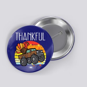 Thankful Turkey Monster Truck Retro Thanksgiving Button