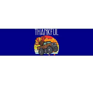 Thankful Turkey Monster Truck Retro Thanksgiving Bumper Sticker