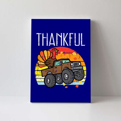 Thankful Turkey Monster Truck Retro Thanksgiving Canvas