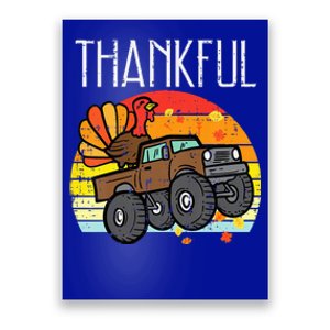 Thankful Turkey Monster Truck Retro Thanksgiving Poster