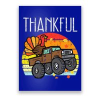 Thankful Turkey Monster Truck Retro Thanksgiving Poster