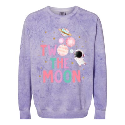 Two The Moon Birthday Outfit Girl 2 Year Old 2nd Bday Colorblast Crewneck Sweatshirt