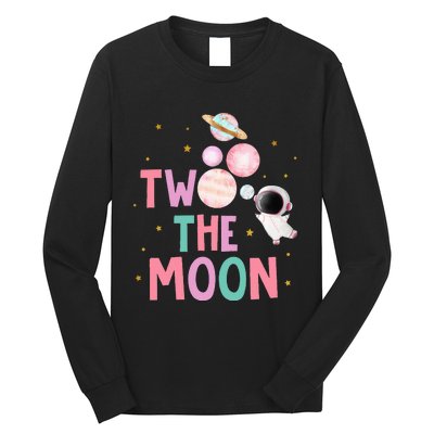 Two The Moon Birthday Outfit Girl 2 Year Old 2nd Bday Long Sleeve Shirt