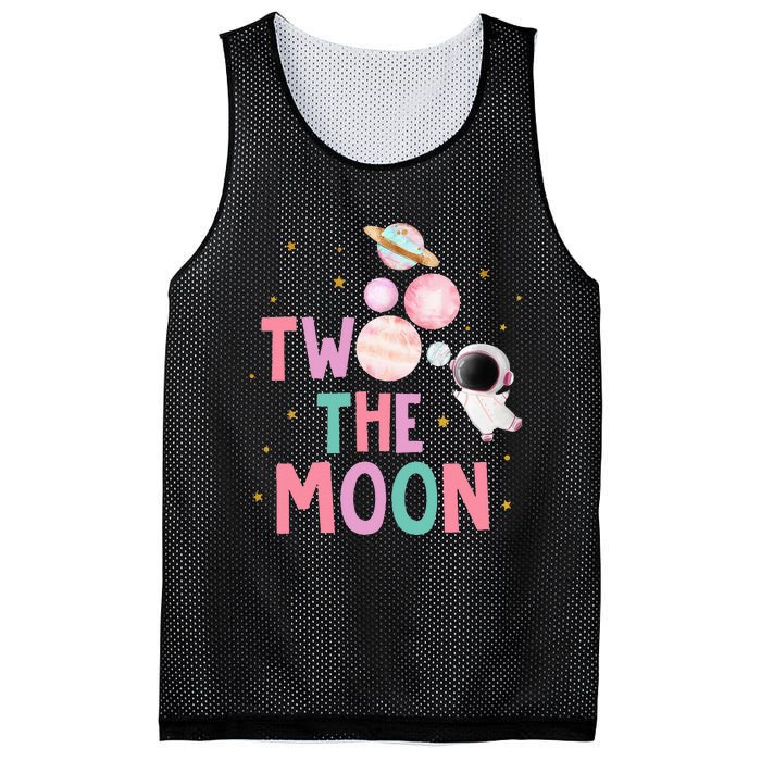 Two The Moon Birthday Outfit Girl 2 Year Old 2nd Bday Mesh Reversible Basketball Jersey Tank