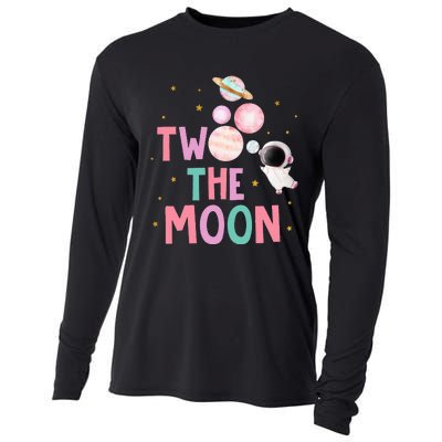 Two The Moon Birthday Outfit Girl 2 Year Old 2nd Bday Cooling Performance Long Sleeve Crew