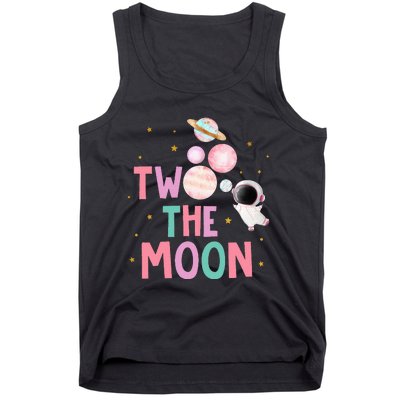 Two The Moon Birthday Outfit Girl 2 Year Old 2nd Bday Tank Top