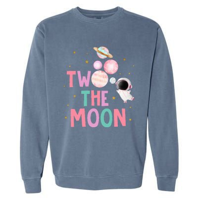 Two The Moon Birthday Outfit Girl 2 Year Old 2nd Bday Garment-Dyed Sweatshirt