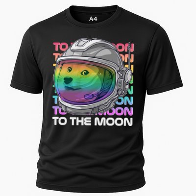 To The Moon Colorful Astronaut DOGE Cryptocurrency Performance Shirt