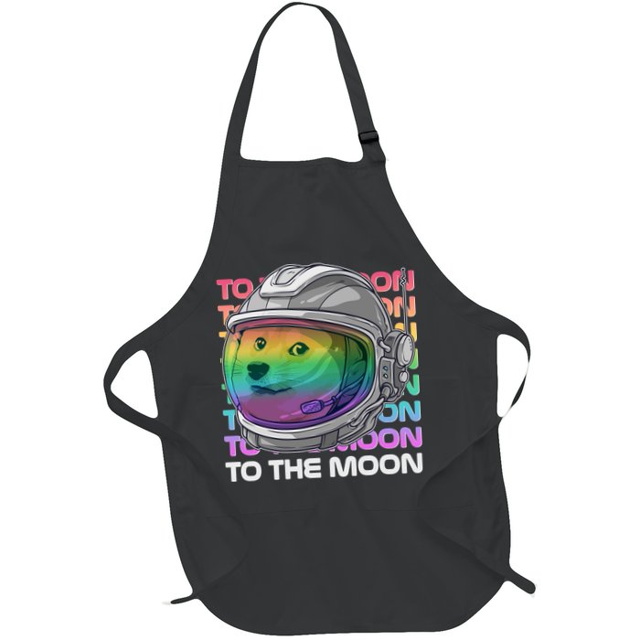 To The Moon Colorful Astronaut DOGE Cryptocurrency Apron