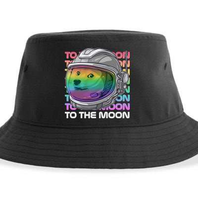 To The Moon Colorful Astronaut DOGE Cryptocurrency Sustainable Bucket Hat