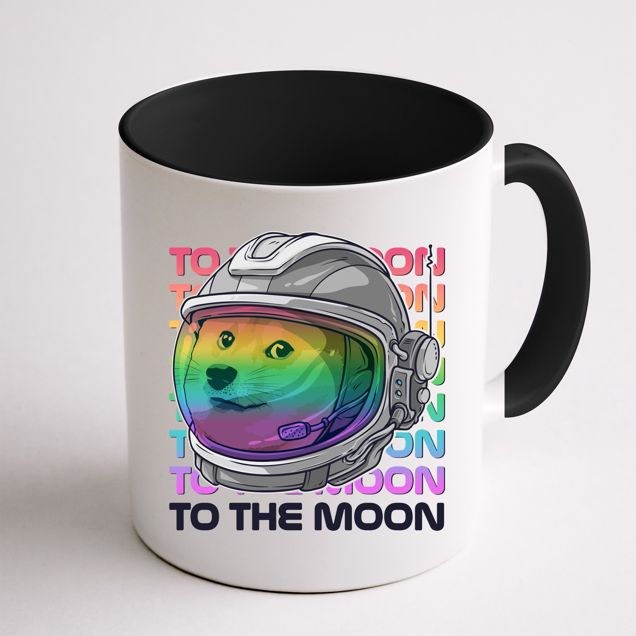 To The Moon Colorful Astronaut DOGE Cryptocurrency Mug