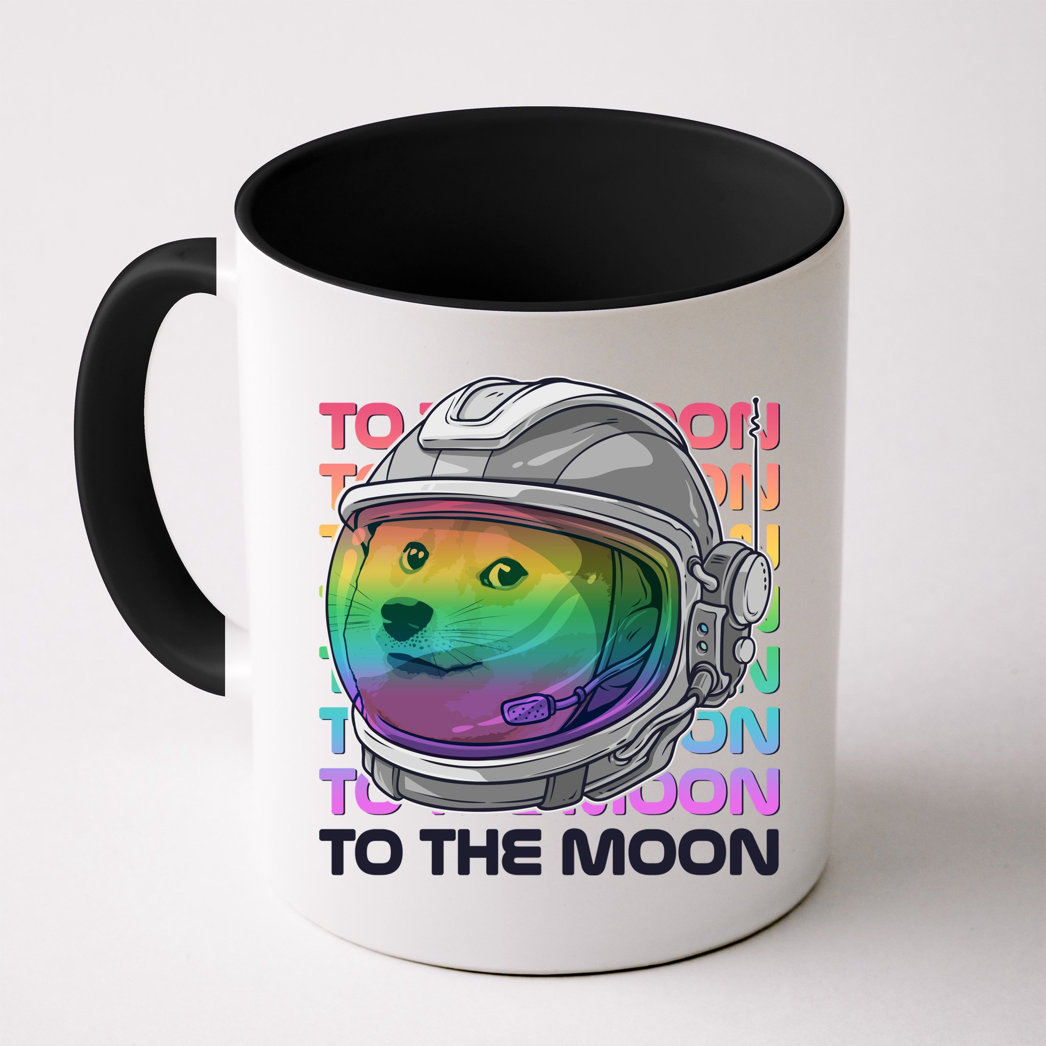 To The Moon Colorful Astronaut DOGE Cryptocurrency Mug