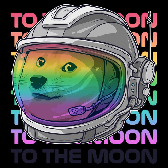 To The Moon Colorful Astronaut DOGE Cryptocurrency Mug