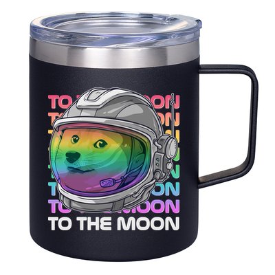 To The Moon Colorful Astronaut DOGE Cryptocurrency 12oz Stainless Steel Coffee Mug