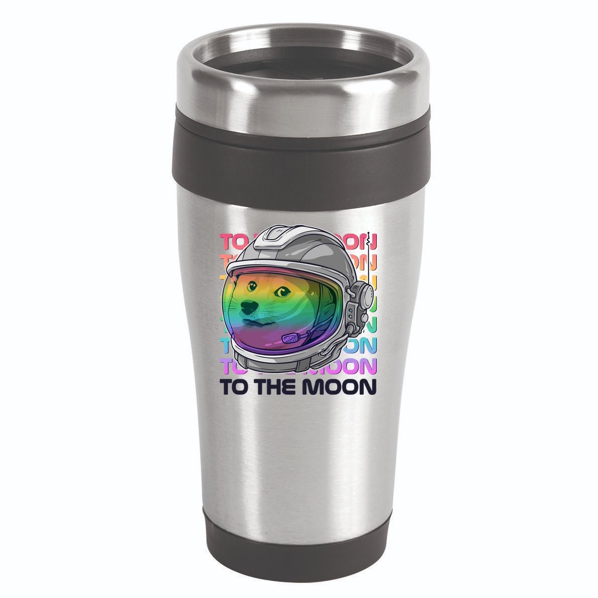 To The Moon Colorful Astronaut DOGE Cryptocurrency 16oz Travel Tumbler