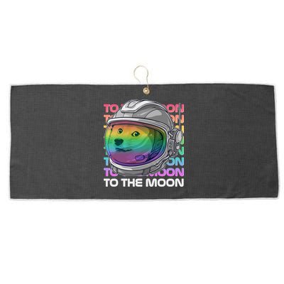 To The Moon Colorful Astronaut DOGE Cryptocurrency Large Microfiber Waffle Golf Towel