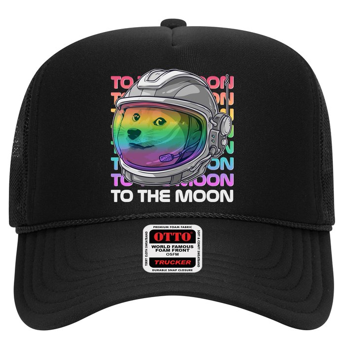 To The Moon Colorful Astronaut DOGE Cryptocurrency Trucker Hat