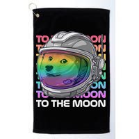 To The Moon Colorful Astronaut DOGE Cryptocurrency Golf Towel