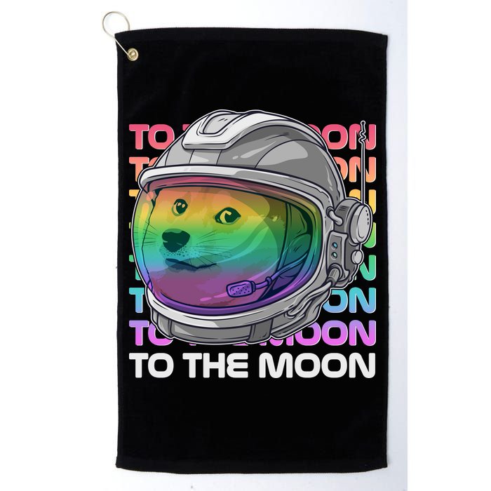 To The Moon Colorful Astronaut DOGE Cryptocurrency Golf Towel